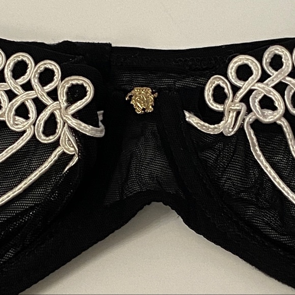 NWT Versace Intimo Black White Mesh Embroidered Bra XL - Picture 5 of 15
